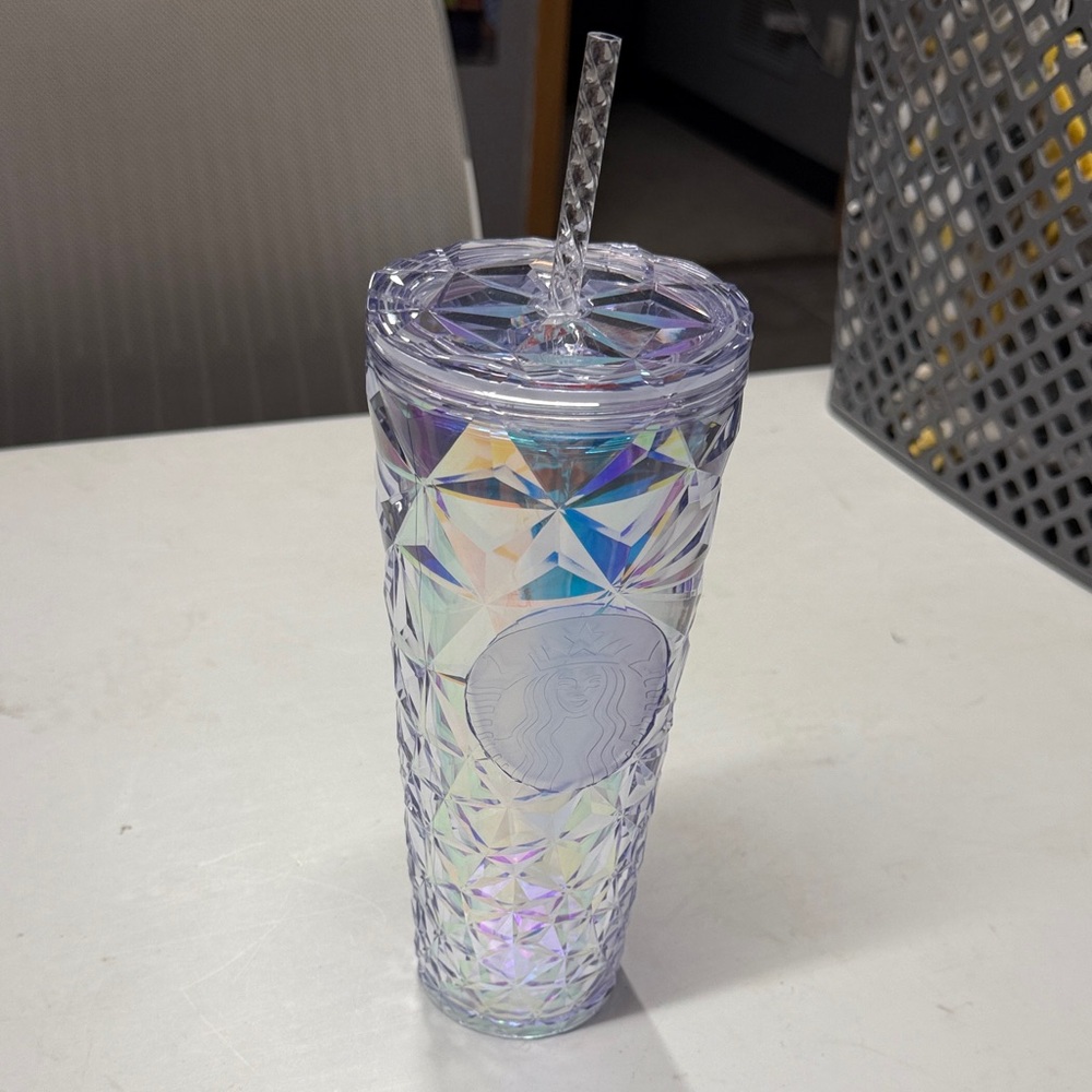 Starbucks Iridescent Geometric Tumbler with Straw